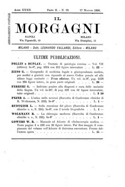 Il morgagni giornale indirizzato al progresso della medicina. Parte 2., Riviste