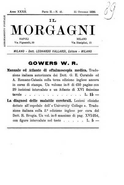 Il morgagni giornale indirizzato al progresso della medicina. Parte 2., Riviste