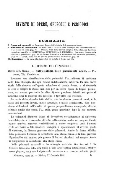 Il morgagni giornale indirizzato al progresso della medicina. Parte 2., Riviste