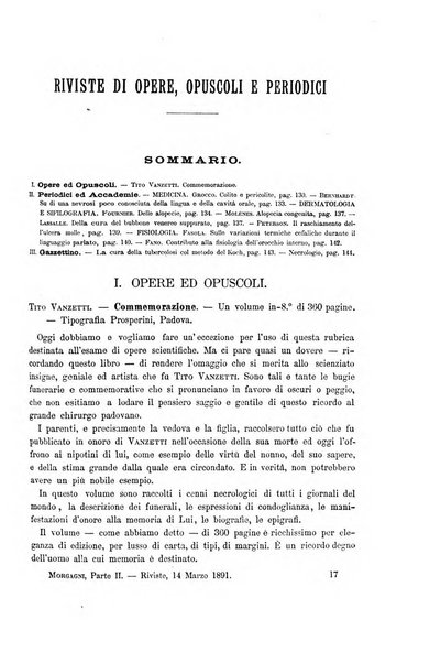 Il morgagni giornale indirizzato al progresso della medicina. Parte 2., Riviste