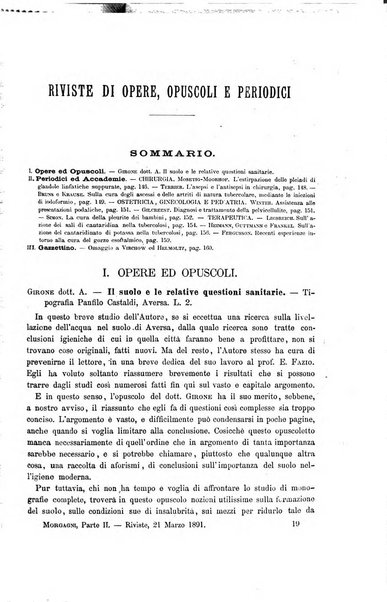 Il morgagni giornale indirizzato al progresso della medicina. Parte 2., Riviste