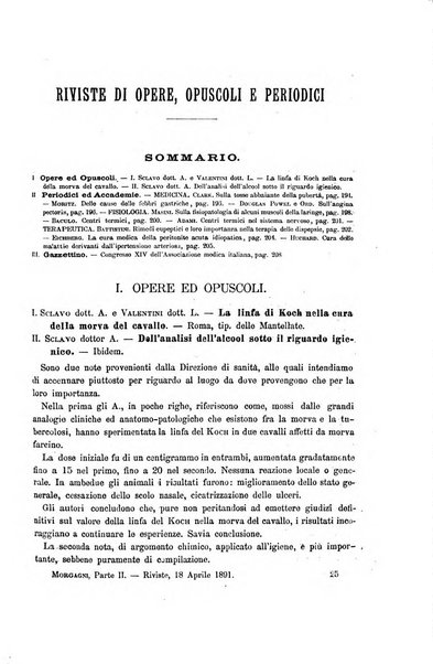 Il morgagni giornale indirizzato al progresso della medicina. Parte 2., Riviste