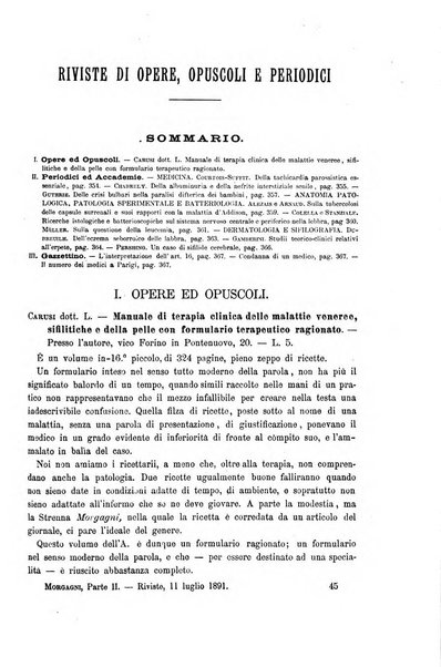 Il morgagni giornale indirizzato al progresso della medicina. Parte 2., Riviste