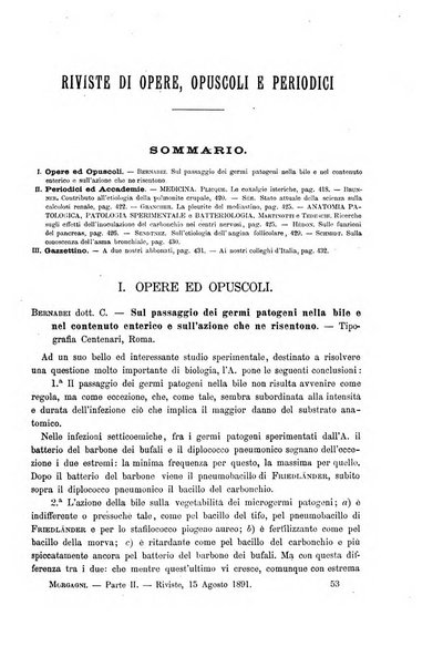 Il morgagni giornale indirizzato al progresso della medicina. Parte 2., Riviste