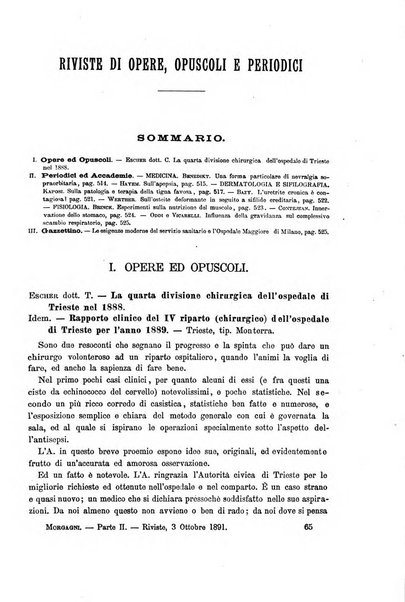 Il morgagni giornale indirizzato al progresso della medicina. Parte 2., Riviste