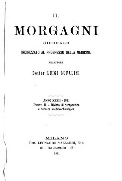 Il morgagni giornale indirizzato al progresso della medicina. Parte 2., Riviste