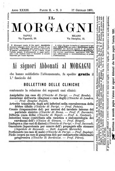 Il morgagni giornale indirizzato al progresso della medicina. Parte 2., Riviste