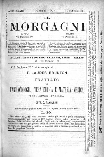 Il morgagni giornale indirizzato al progresso della medicina. Parte 2., Riviste