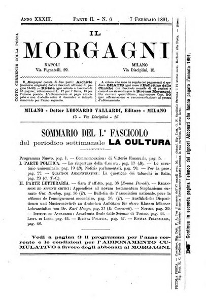 Il morgagni giornale indirizzato al progresso della medicina. Parte 2., Riviste