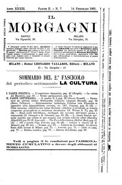 Il morgagni giornale indirizzato al progresso della medicina. Parte 2., Riviste