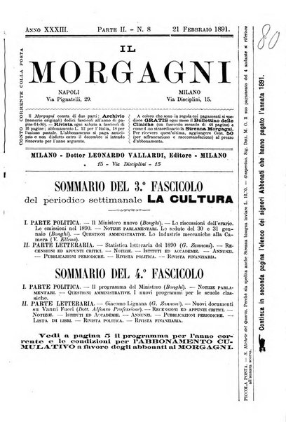 Il morgagni giornale indirizzato al progresso della medicina. Parte 2., Riviste