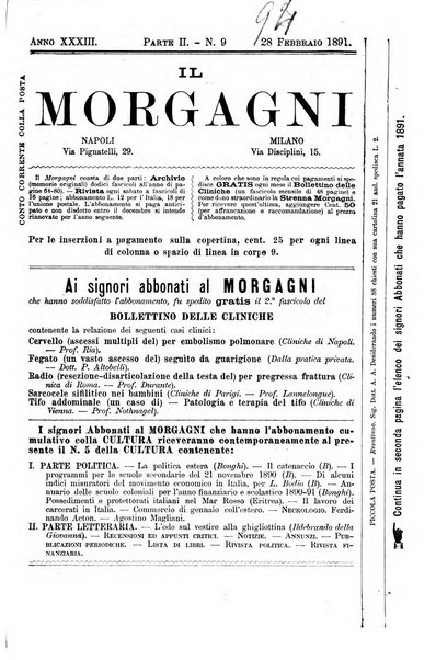 Il morgagni giornale indirizzato al progresso della medicina. Parte 2., Riviste