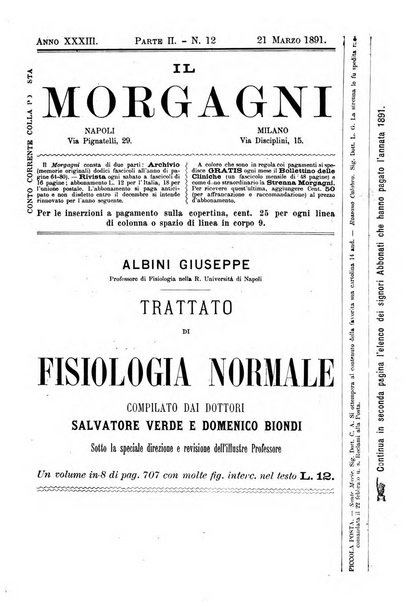 Il morgagni giornale indirizzato al progresso della medicina. Parte 2., Riviste