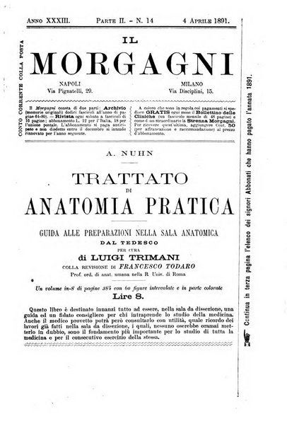 Il morgagni giornale indirizzato al progresso della medicina. Parte 2., Riviste