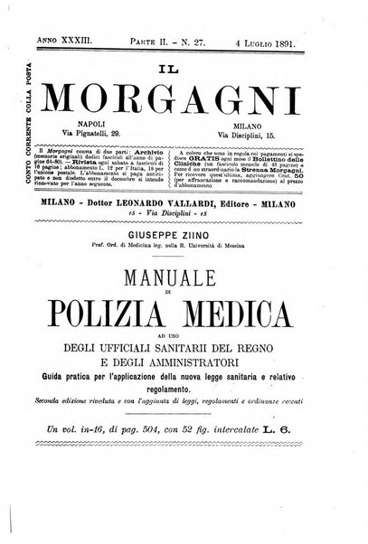 Il morgagni giornale indirizzato al progresso della medicina. Parte 2., Riviste