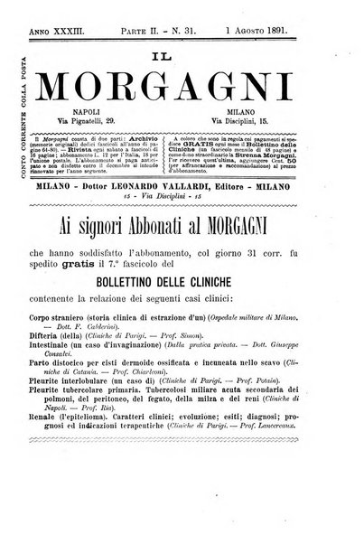 Il morgagni giornale indirizzato al progresso della medicina. Parte 2., Riviste