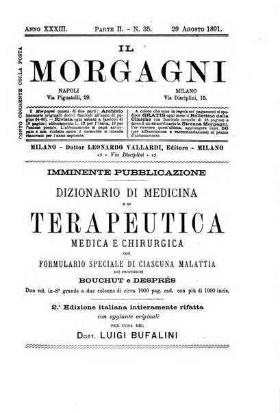 Il morgagni giornale indirizzato al progresso della medicina. Parte 2., Riviste