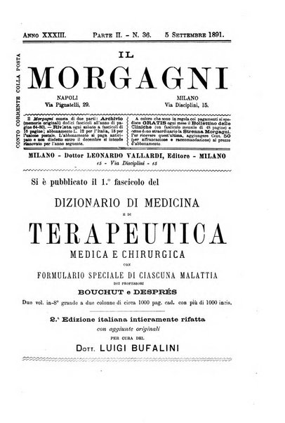 Il morgagni giornale indirizzato al progresso della medicina. Parte 2., Riviste