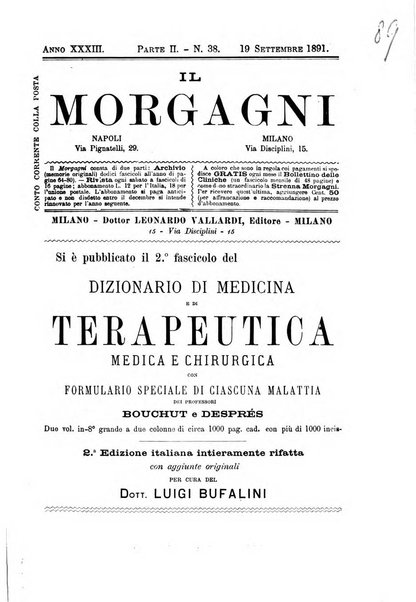 Il morgagni giornale indirizzato al progresso della medicina. Parte 2., Riviste