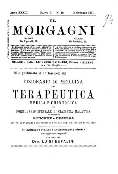 Il morgagni giornale indirizzato al progresso della medicina. Parte 2., Riviste