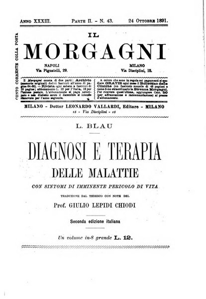 Il morgagni giornale indirizzato al progresso della medicina. Parte 2., Riviste