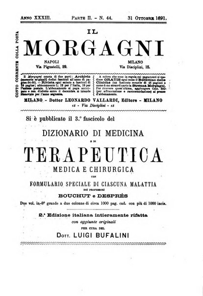 Il morgagni giornale indirizzato al progresso della medicina. Parte 2., Riviste