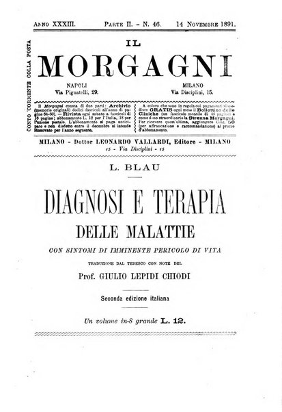 Il morgagni giornale indirizzato al progresso della medicina. Parte 2., Riviste