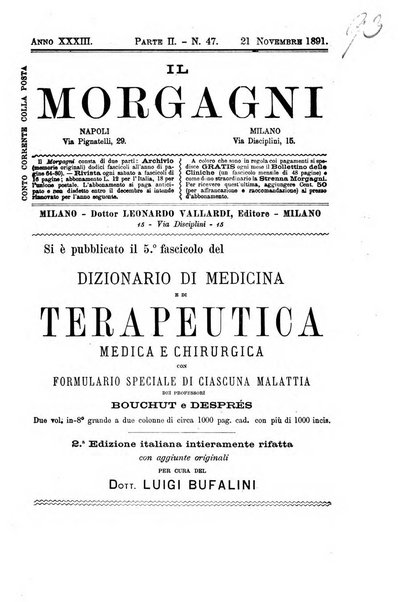 Il morgagni giornale indirizzato al progresso della medicina. Parte 2., Riviste