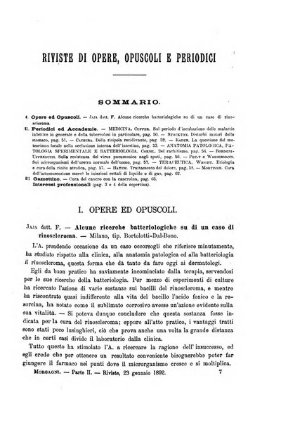 Il morgagni giornale indirizzato al progresso della medicina. Parte 2., Riviste