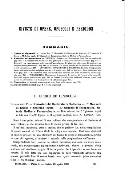 Il morgagni giornale indirizzato al progresso della medicina. Parte 2., Riviste