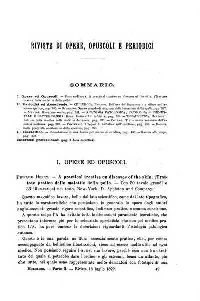 Il morgagni giornale indirizzato al progresso della medicina. Parte 2., Riviste