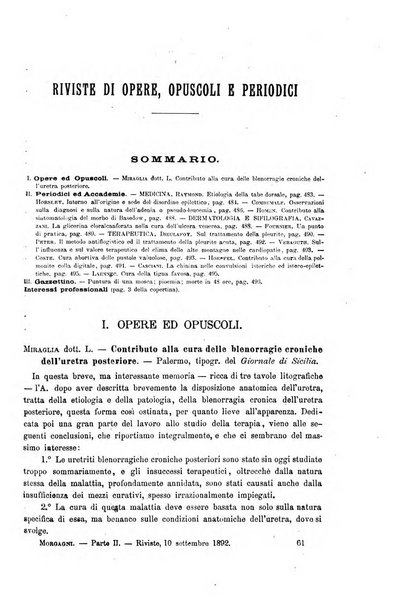 Il morgagni giornale indirizzato al progresso della medicina. Parte 2., Riviste