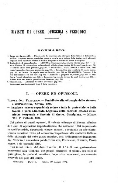 Il morgagni giornale indirizzato al progresso della medicina. Parte 2., Riviste