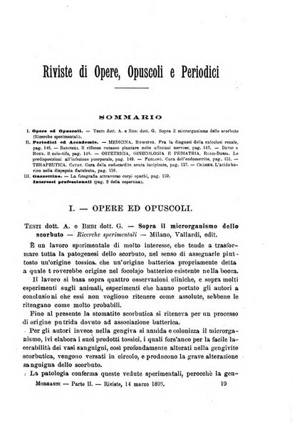 Il morgagni giornale indirizzato al progresso della medicina. Parte 2., Riviste