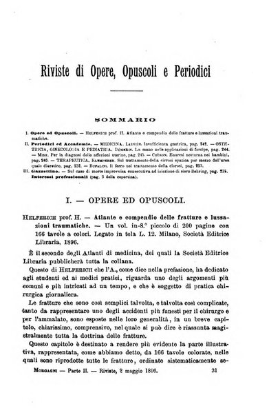 Il morgagni giornale indirizzato al progresso della medicina. Parte 2., Riviste