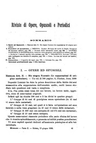 Il morgagni giornale indirizzato al progresso della medicina. Parte 2., Riviste