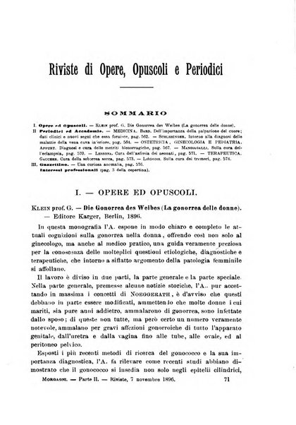 Il morgagni giornale indirizzato al progresso della medicina. Parte 2., Riviste