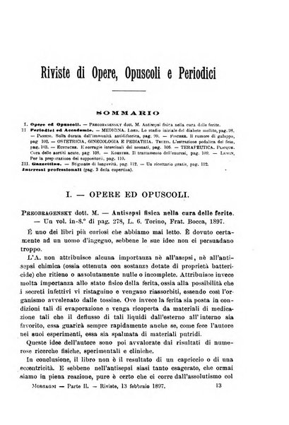 Il morgagni giornale indirizzato al progresso della medicina. Parte 2., Riviste