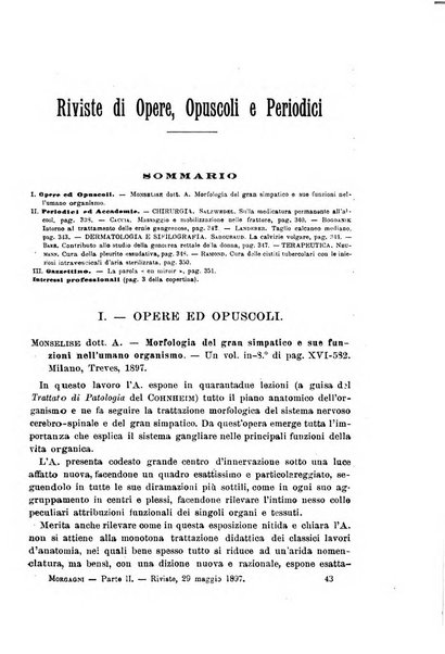 Il morgagni giornale indirizzato al progresso della medicina. Parte 2., Riviste