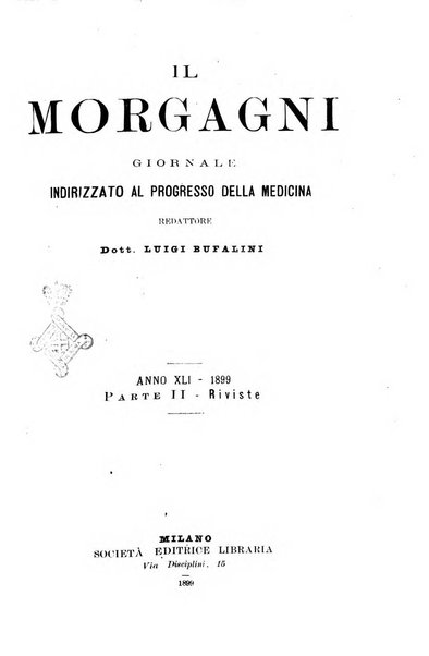 Il morgagni giornale indirizzato al progresso della medicina. Parte 2., Riviste