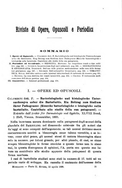 Il morgagni giornale indirizzato al progresso della medicina. Parte 2., Riviste