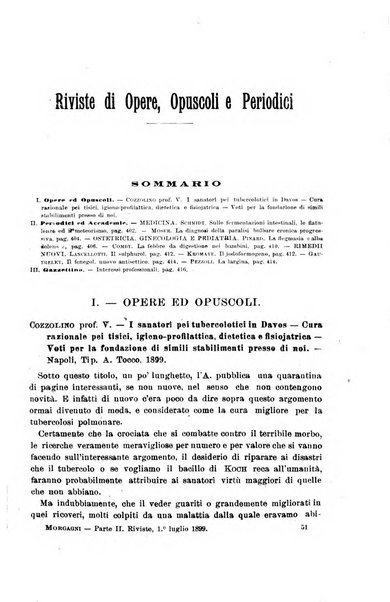 Il morgagni giornale indirizzato al progresso della medicina. Parte 2., Riviste