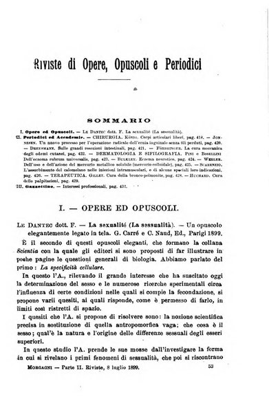 Il morgagni giornale indirizzato al progresso della medicina. Parte 2., Riviste