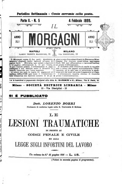 Il morgagni giornale indirizzato al progresso della medicina. Parte 2., Riviste