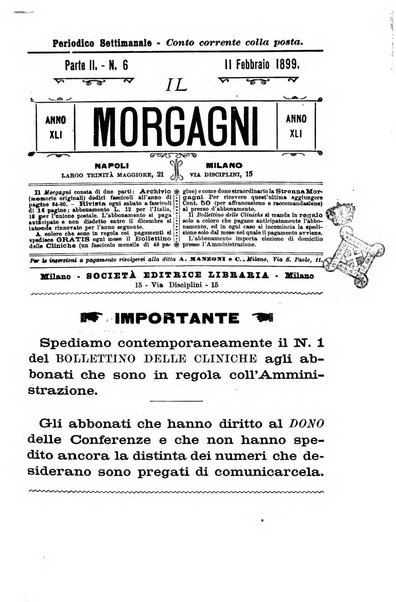 Il morgagni giornale indirizzato al progresso della medicina. Parte 2., Riviste