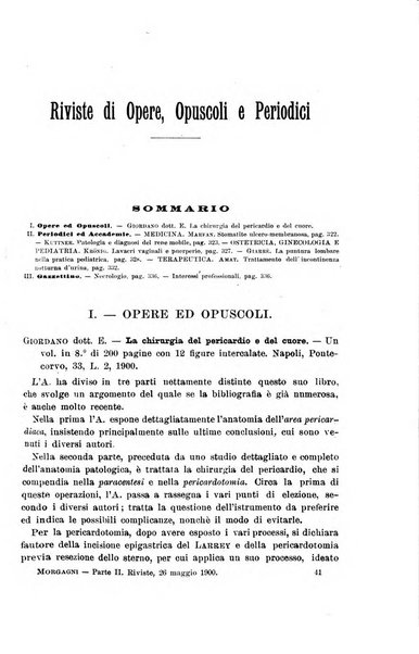 Il morgagni giornale indirizzato al progresso della medicina. Parte 2., Riviste