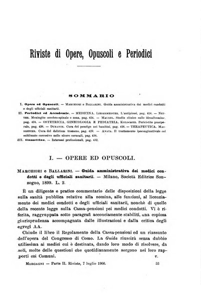 Il morgagni giornale indirizzato al progresso della medicina. Parte 2., Riviste