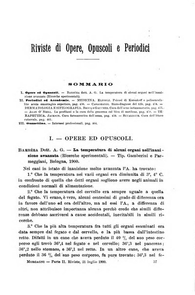 Il morgagni giornale indirizzato al progresso della medicina. Parte 2., Riviste