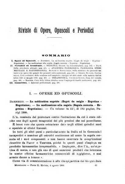 Il morgagni giornale indirizzato al progresso della medicina. Parte 2., Riviste