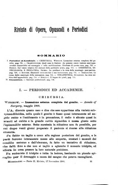 Il morgagni giornale indirizzato al progresso della medicina. Parte 2., Riviste